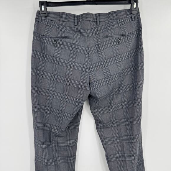 Soul Of London Mens 33R Plaid Gray Slim Fit Flat Front High Rise Trouser Pants - Picture 6 of 12